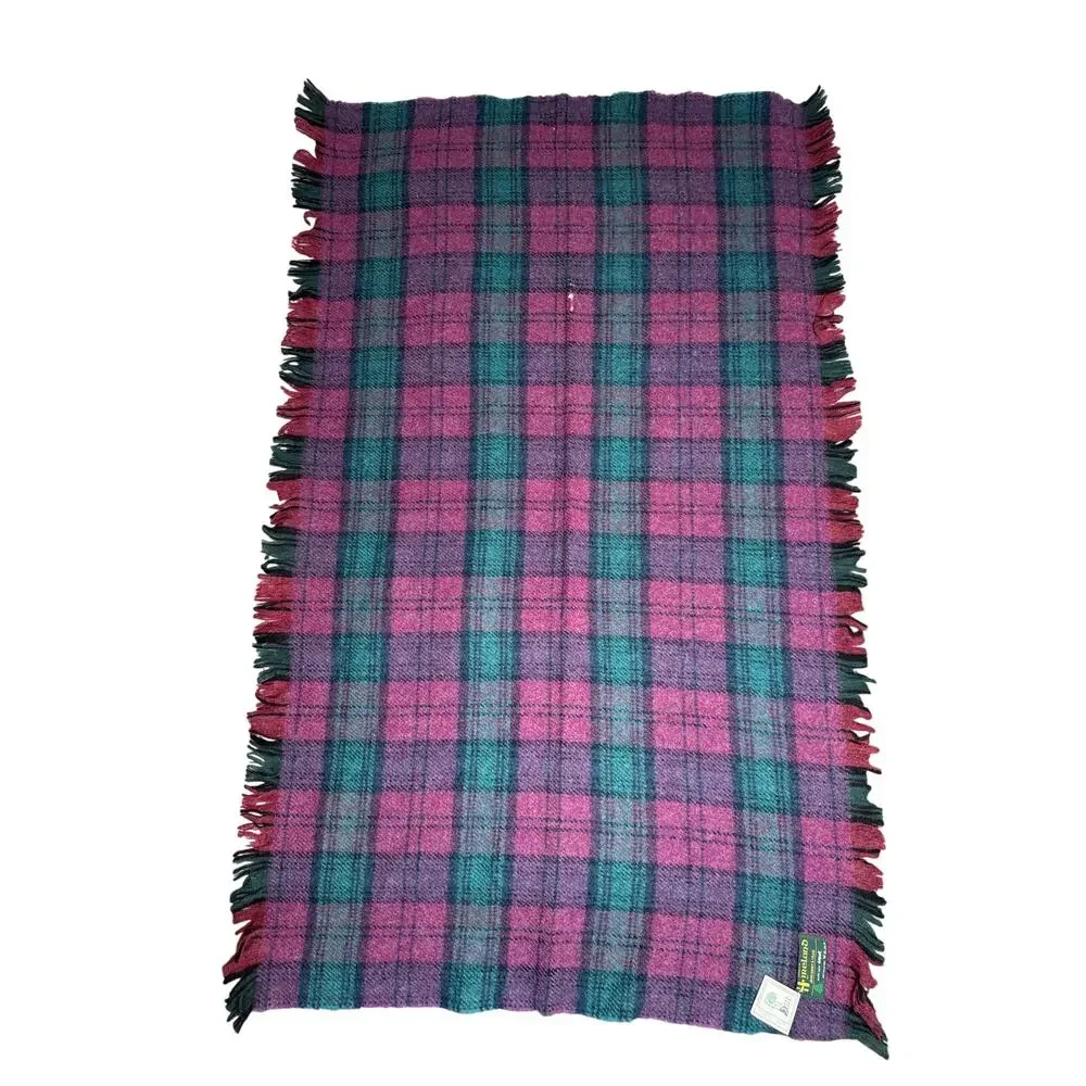 NWT Vintage John Hanley & Co L.T.D plus 90s woven fringed Plaid Wool Throw 54x40